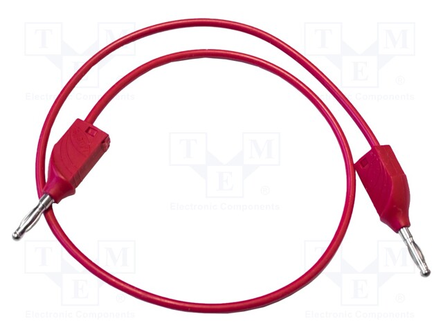 Test lead; 20A; banana plug 4mm,both sides; Urated: 3kV; red
