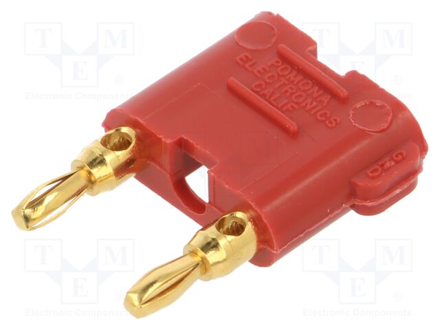 Stackable safety shunt; 5A; 2.5kVDC; red; Plating: gold-plated