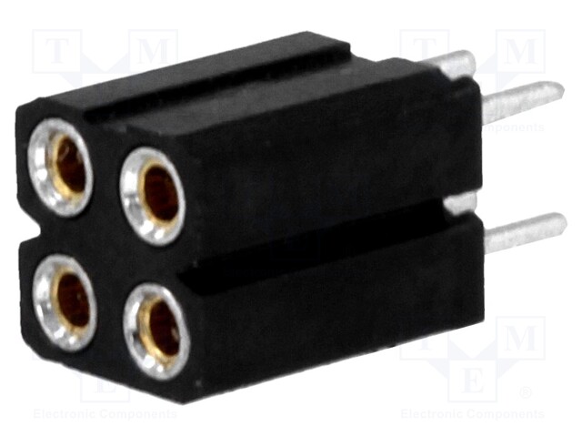Socket; pin strips; female; PIN: 4; turned contacts; straight; THT