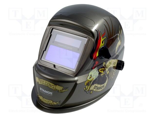 OSH: welding mask; Power supply: solar cell; Mat: nylon; 3°; 10A