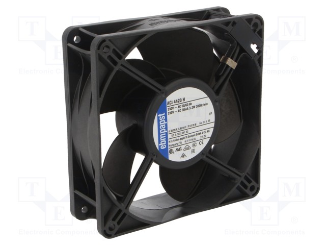 Fan: EC; axial; 230VAC; 119x119x38mm; 160m3/h; 39dBA; ball bearing