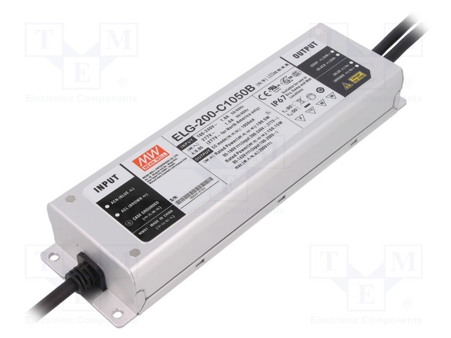 Power supply: switched-mode; LED; 199.5W; 95÷190VDC; 1050mA; IP67
