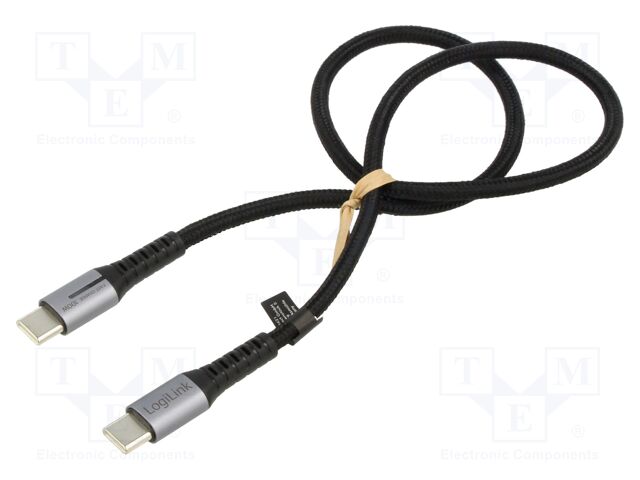 Cable; USB 2.0; USB C plug,both sides; 0.5m; black; 480Mbps; 100W