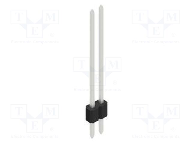 Connector: pin strips; pin header; male; PIN: 2; 1.27mm; THT; 1x2