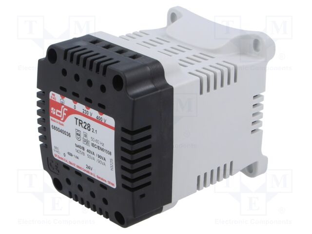 Transformer: mains; 40VA; 230VAC,400VAC; 24V; DIN; IP20