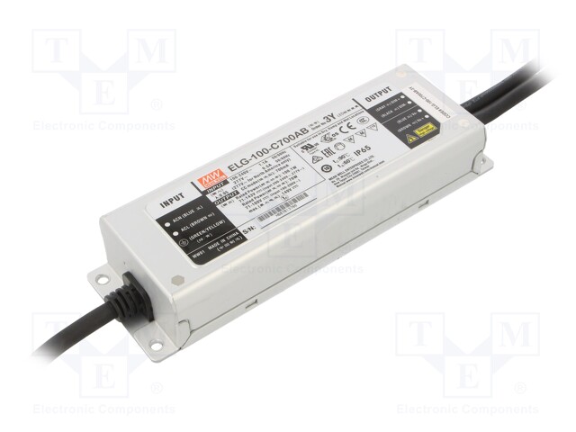 Power supply: switched-mode; LED; 100.1W; 71÷143VDC; 350÷700mA
