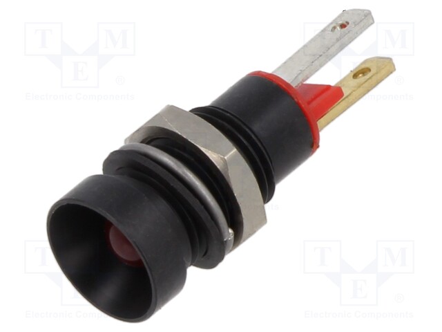 Indicator: LED; recessed; red; 2VDC; Ø8mm; 2,8x0,8mm connectors