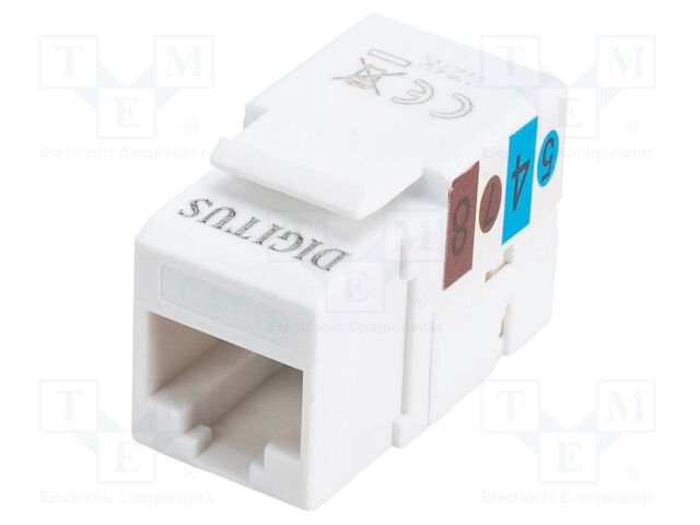 RJ45 module; Keystone; white; Cat: 5e; on cable; RJ45 socket; 8p8c
