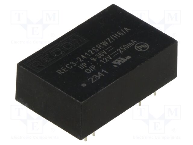 Converter: DC/DC; 3W; Uin: 18÷36V; Uout: 12VDC; Iout: 250mA; DIP24