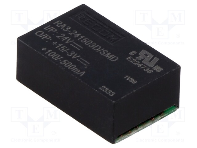 Converter: DC/DC; 3W; Uin: 24V; Uout: 15VDC; Uout2: -3VDC; Iout: 100mA