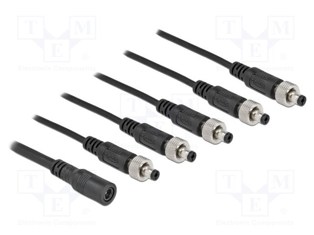 Cable; DC 5,5/2,1 plug x5,DC 5,5/2,1 socket; straight; black