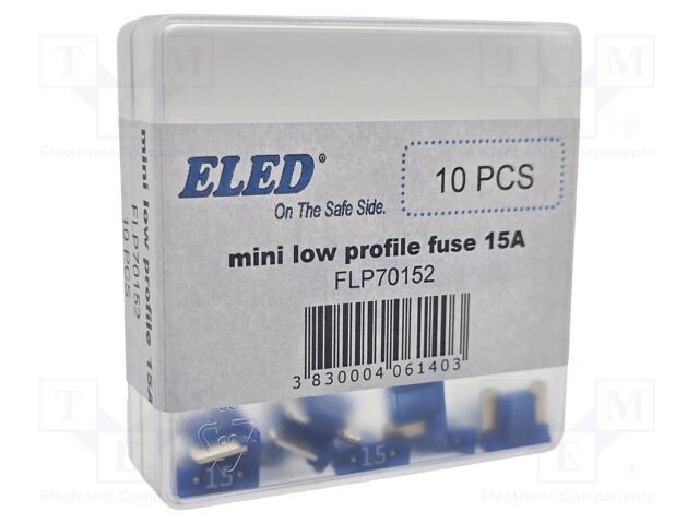 Fuse: fuse; 15A; 58VDC; automotive; 10.9mm; 10.9x3.8x8.73mm