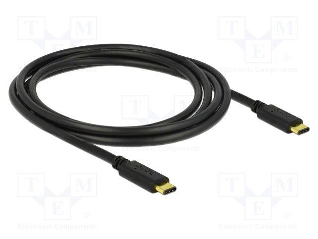 Cable; USB 2.0; USB C plug,both sides; 2m; black; 22AWG,30AWG