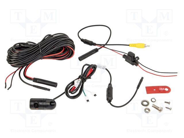 Rear view camera; 155°; black; 12VDC,24VDC; Kit: camera; glued