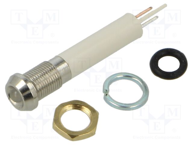 Indicator: LED; prominent; white; Ø6mm; IP54; MPC; metal,plastic