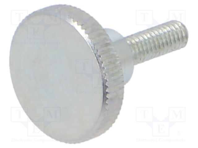 Knob; Ø: 11mm; Ext.thread: M2,5; 8mm; H: 6.5mm; steel; knurled