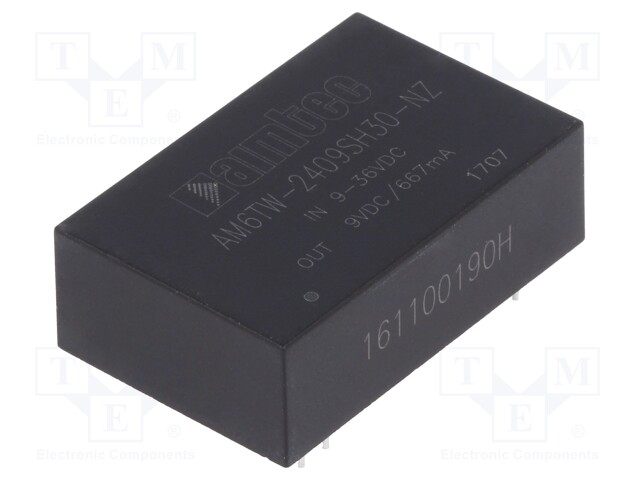 Converter: DC/DC; 6W; Uin: 9÷36V; 9VDC; Iout: 667mA; DIP24; 13g