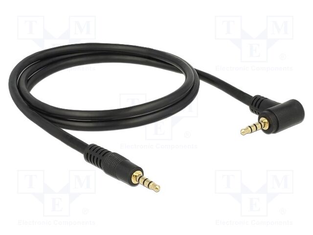 Cable; Jack 3,5mm 4pin plug,Jack 3.5mm 4pin angled plug; 1m