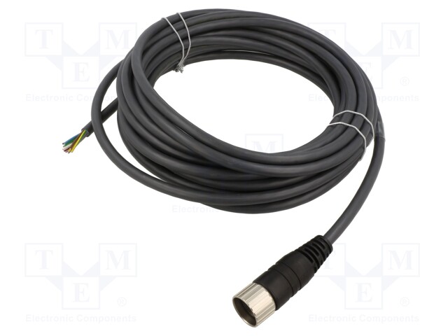 Connector: M23; plug; PIN: 12; female; cables; straight; 8A; IP67