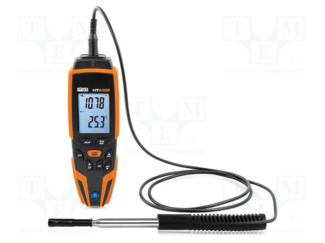 Thermoanemometer; LCD; 0÷50°C; 0÷100%RH; 190x65x45mm