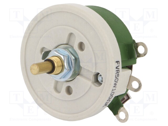 Potentiometer: shaft; single turn; 100Ω; 50W; ±10%; 6mm; wirewound