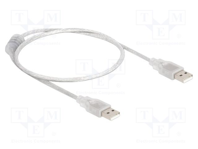Cable; USB 2.0; USB A plug,both sides; 0.5m; transparent; 480Mbps