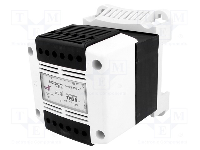 Transformer: safety; 250VA; 230VAC; 12V; IP20; Mounting: DIN; 4.2kg