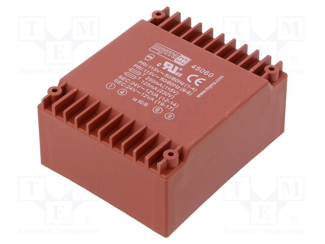 Transformer: encapsulated; 24VA; 115/230VAC; 24V; 24V; 500mA; 500mA
