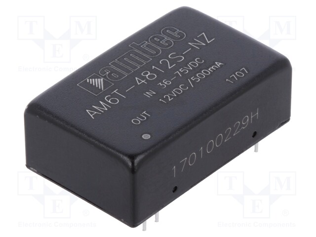 Converter: DC/DC; 6W; Uin: 36÷75V; 12VDC; Iout: 500mA; DIP24; 14g