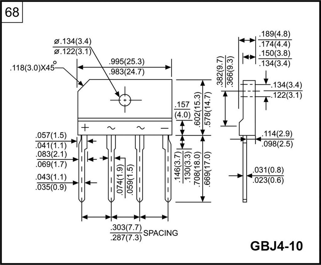 Bridge rectifier: single-phase; Urmax: 600V; If: 8A; Ifsm: 200A