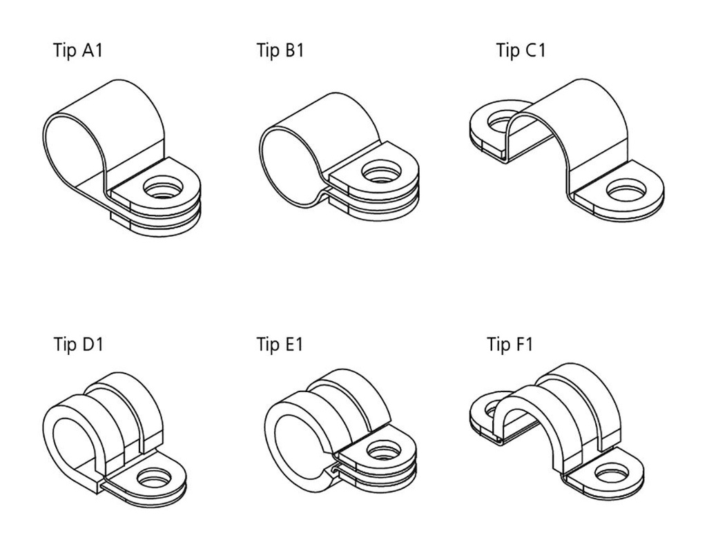Fixing clamp; ØBundle : 42mm; W: 25mm; steel; Cover material: EPDM