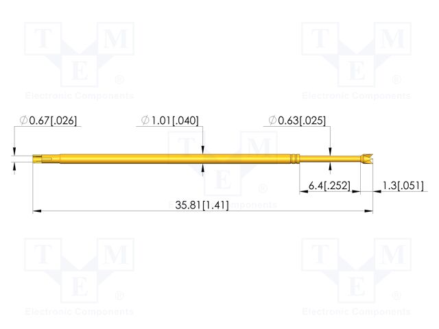 Test needle; Spring compression: 4.3mm; 6.35mm; 3A; steel; Ø: 1mm