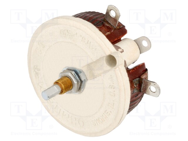Potentiometer: shaft; single turn; 10Ω; 100W; 6.35mm; wirewound