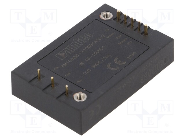Converter: DC/DC; 100W; Uin: 43÷160V; 5VDC; Iout: 20A; Quarter Brick