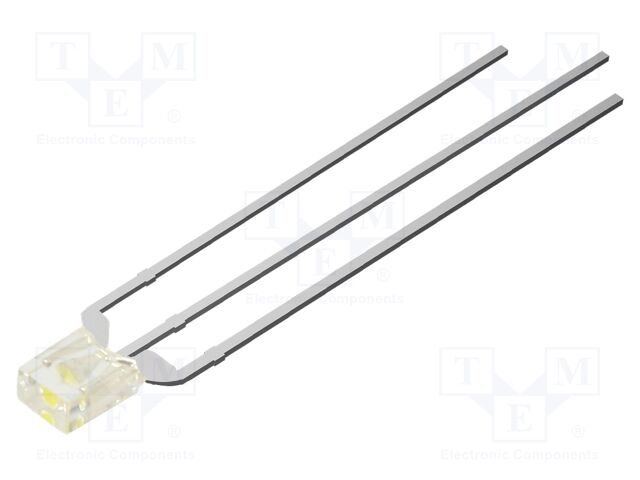 LED; white cold,red; rectangular; 2x3x4mm; bicolour; 750mcd; 100°