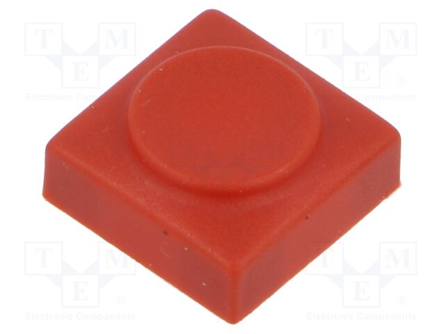 Button; rectangular; red; polyamide; 15.5x15.5mm