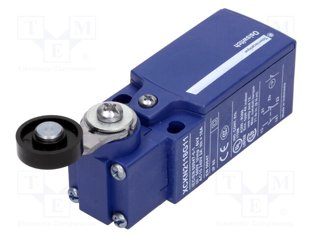 Limit switch; lever R 35,5mm, plastic roller Ø19mm; NO + NC