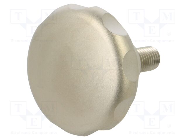 Knob; Ø: 60mm; M12; 25mm; H: 64mm; stainless steel; with stud bolt