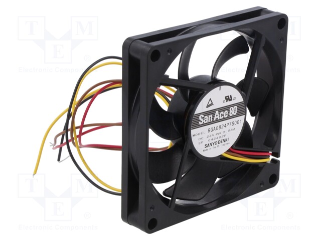 Fan: DC; axial; 24VDC; 80x80x15mm; 70.8m3/h; 37dBA; ball bearing