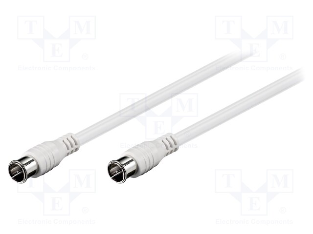Cable; 75Ω; 1.5m; F plug "quick",both sides; white