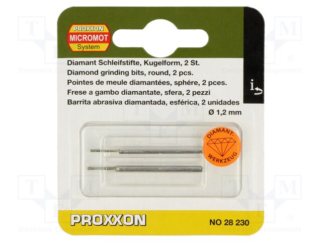 Diamond mill; Ø: 1.2mm; Ø: 2.35mm; Plating: diamond; 2pcs.