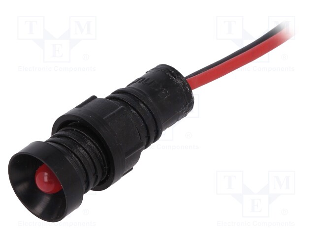 Indicator: LED; recessed; 220VDC; Cutout: Ø11mm; IP40; 300mm leads
