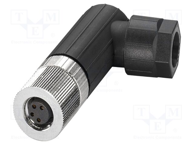 Connector: M8; PIN: 4; 4A; 30V; IP65; angled; unshielded; plug