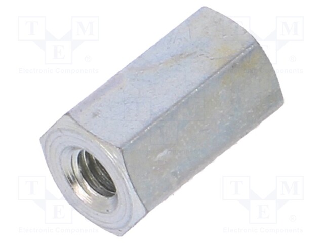 Screwed spacer sleeve; Int.thread: M3; 10mm; hexagonal; steel