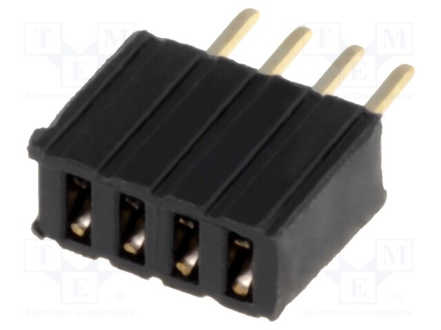 Socket; pin strips; female; PIN: 4; straight; 1.27mm; THT; 1x4