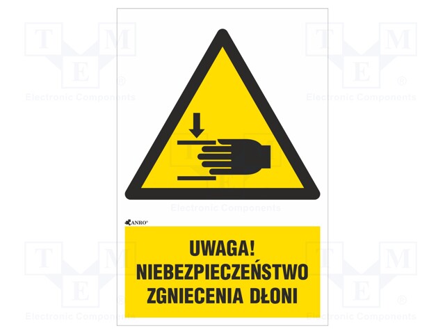 Safety sign; warning; Mat: PVC; W: 200mm; H: 300mm