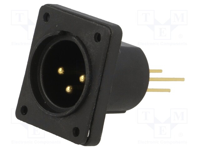 Socket; XLR; male; PIN: 3; straight; sealed; flange (4 holes),screw