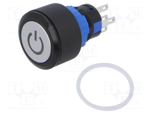 Switch: push-button; Pos: 2; SPDT; 0.5A/220VAC; 1A/24VDC; ON-(ON)