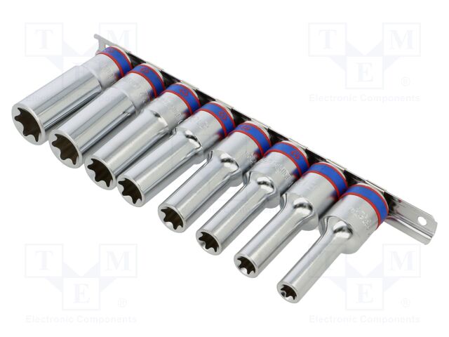 "STAR SOCKET SET 1/2"" 8pcs LONG E10 - E24, RAIL"