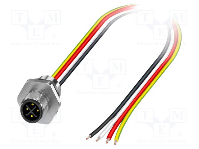 Connector: M12; socket; PIN: 4; male; straight; cables; S; 1m